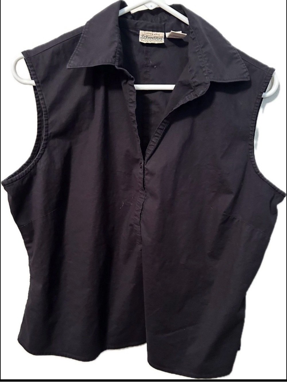 ✨St John Bay Sleeveless Button Front Blouse Large Black 97% Cotton✨
